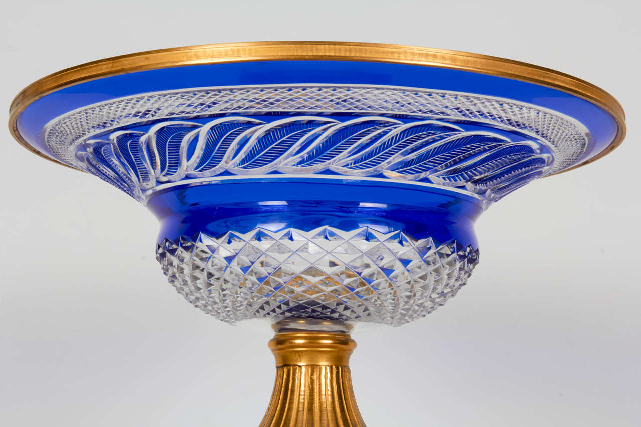 Russian Cobalt Blue Crystal and Dore Bronze-Mounted Centrepiece In Good Condition For Sale In New York, NY