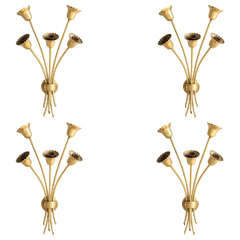 Set of Four Brass Wall Sconces 3