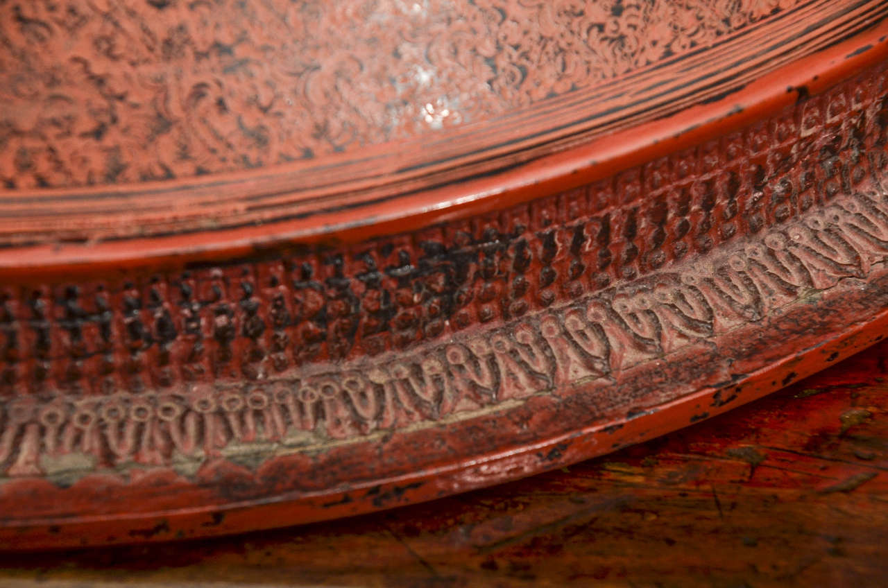 Embossed Late 19th Century Thai Lacquered Offering Cylinders For Sale