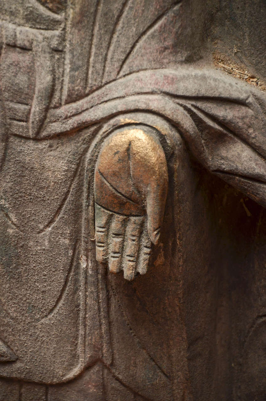 20th Century Mid-Century Chinese Carved Limestone Garden Buddha 