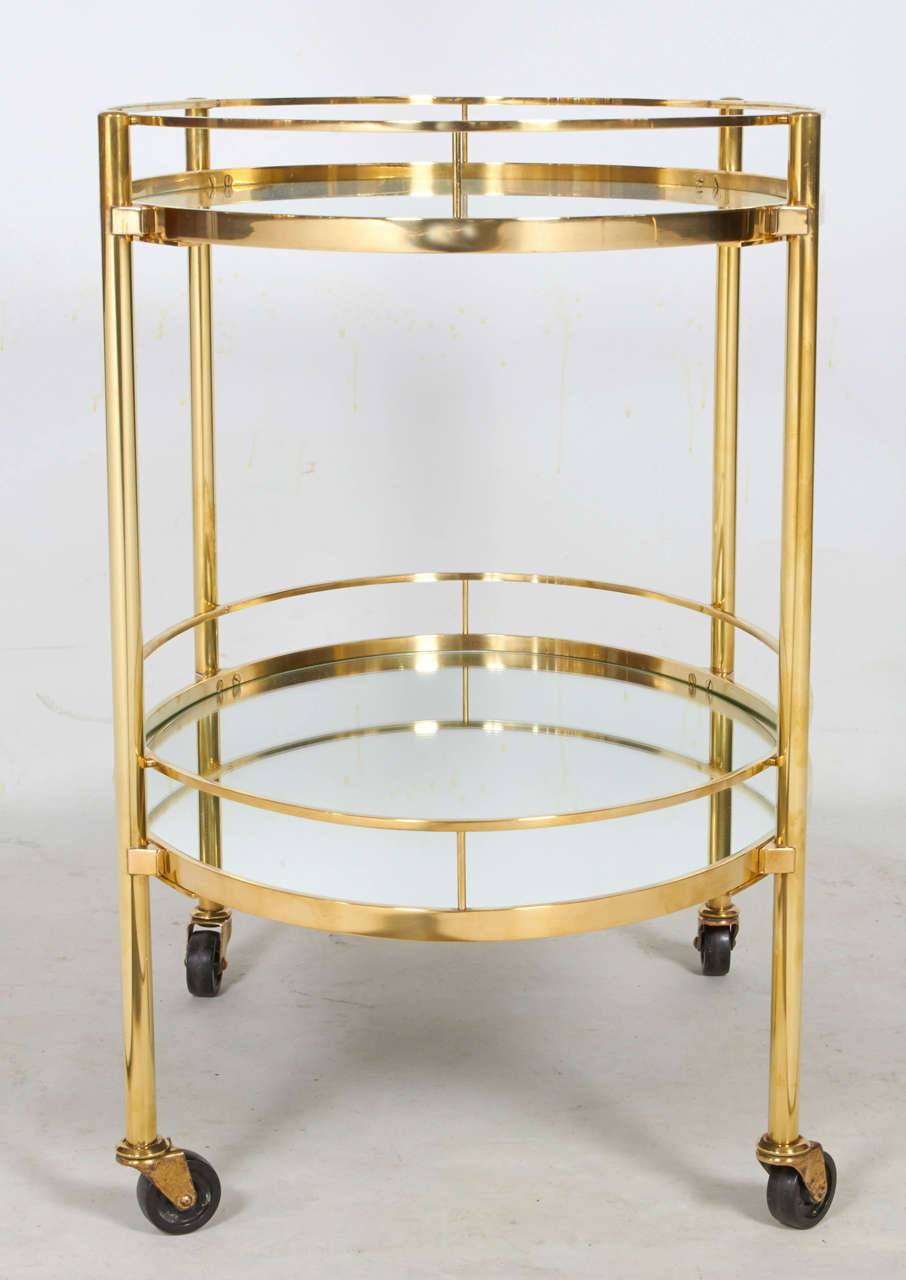 Italian Brass Serving Cart In Good Condition In New York, NY