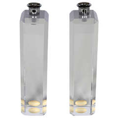Pair of Tall Lucite Candle Stick Holders by Ritts Co.
