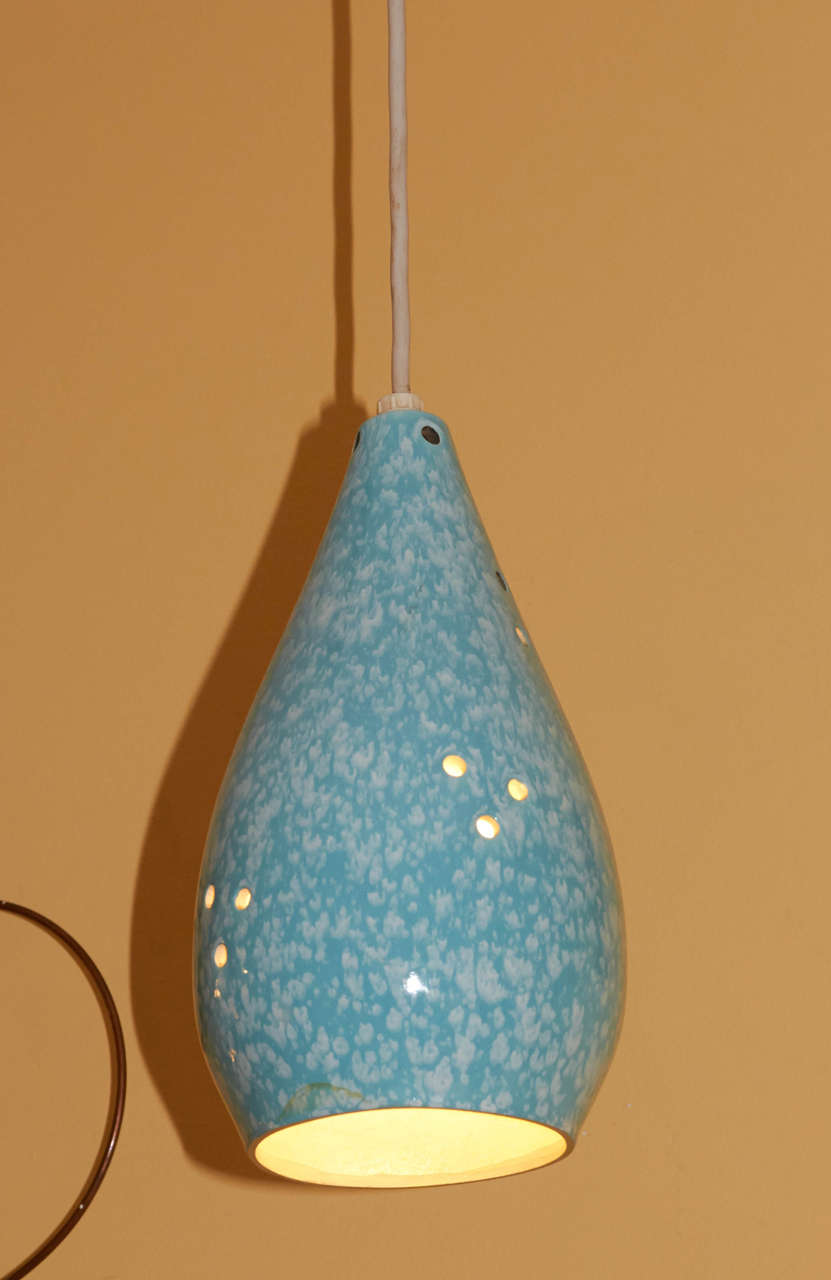 Set of Three Colorful Glazed Ceramic Pendant Lights For Sale at 1stDibs