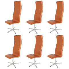 Six Model 3272 Oxford Chairs by Arne Jacobsen for Fritz Hansen, Denmark, 1960s