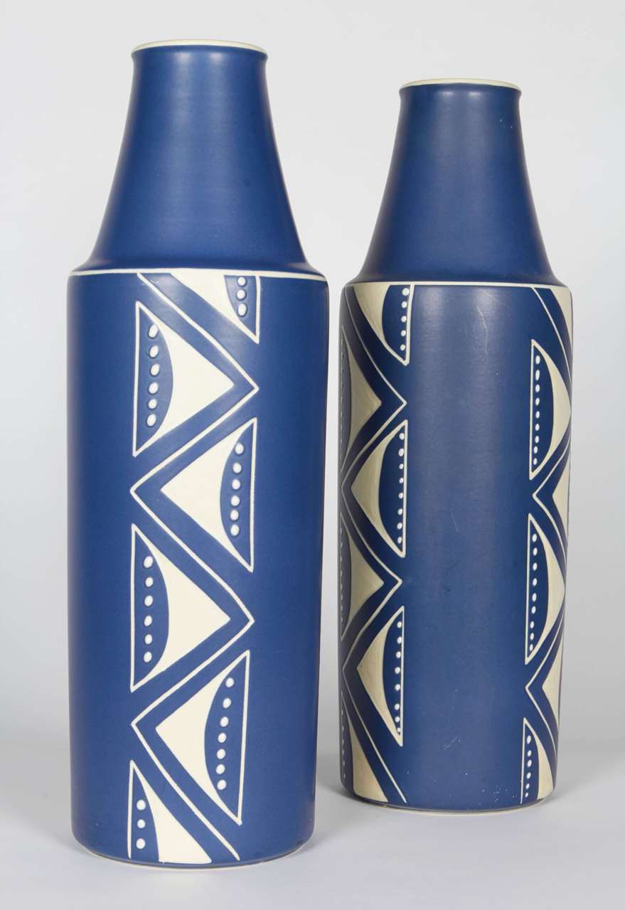 Danish Pair of Sandvig Ceramic Vases by Rigmor Nielsen for Soholm, Denmark, 1960s