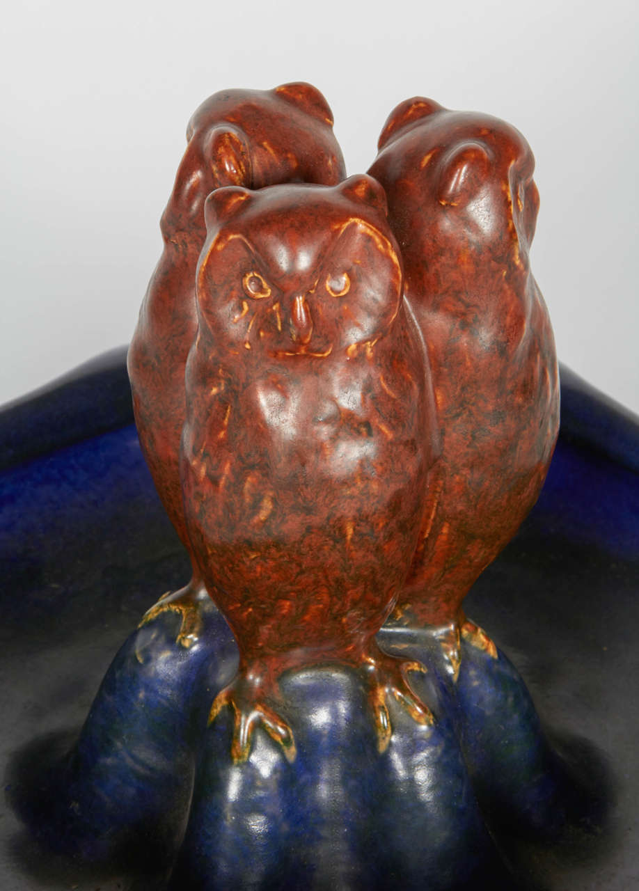 Ceramic Owl Vessel In Excellent Condition In New York, NY