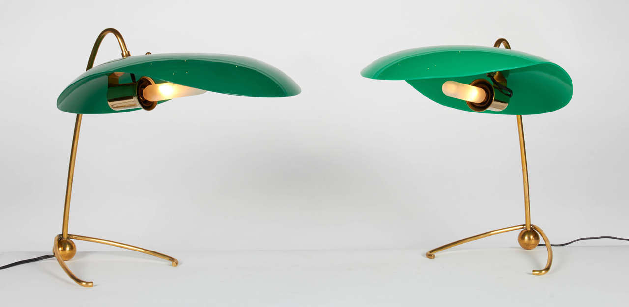 An absolutely fabulous pair of Italian table lamps. Unique construction and the form speaks for itself.