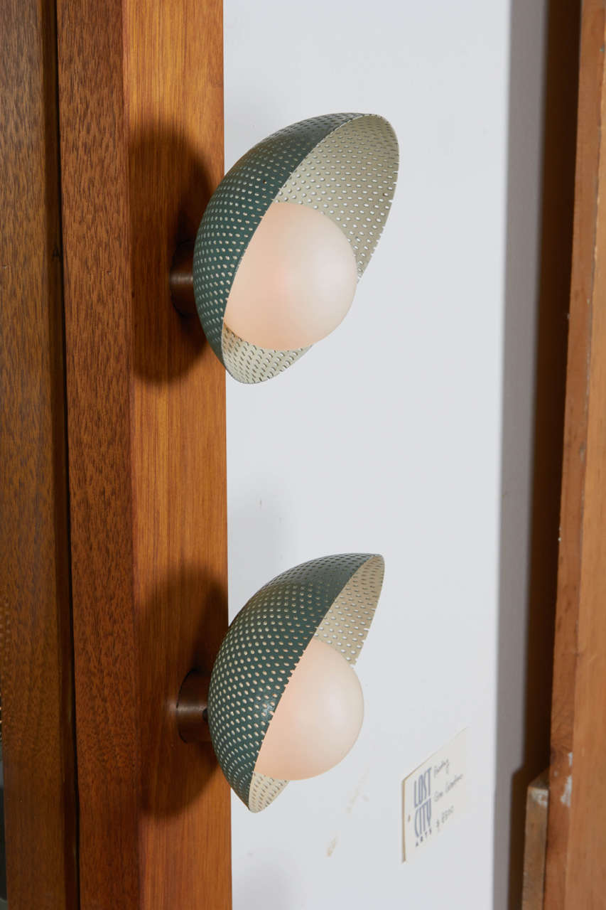 Custom Vanity with Perforated Metal Light Shades, Richard M. Wakamoto, 1957 For Sale at 1stdibs