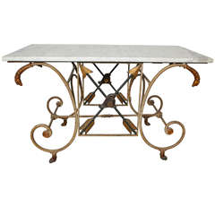 19th Century French Iron and Marble Baker's Table 6