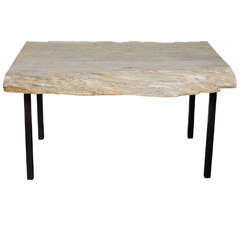Pecky Cypress Coffee Table with Iron Legs