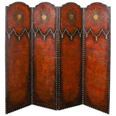 19th Century European Brown Leather Screen 8