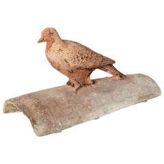 Antique 20th Century French Terracotta Bird Roof Tile