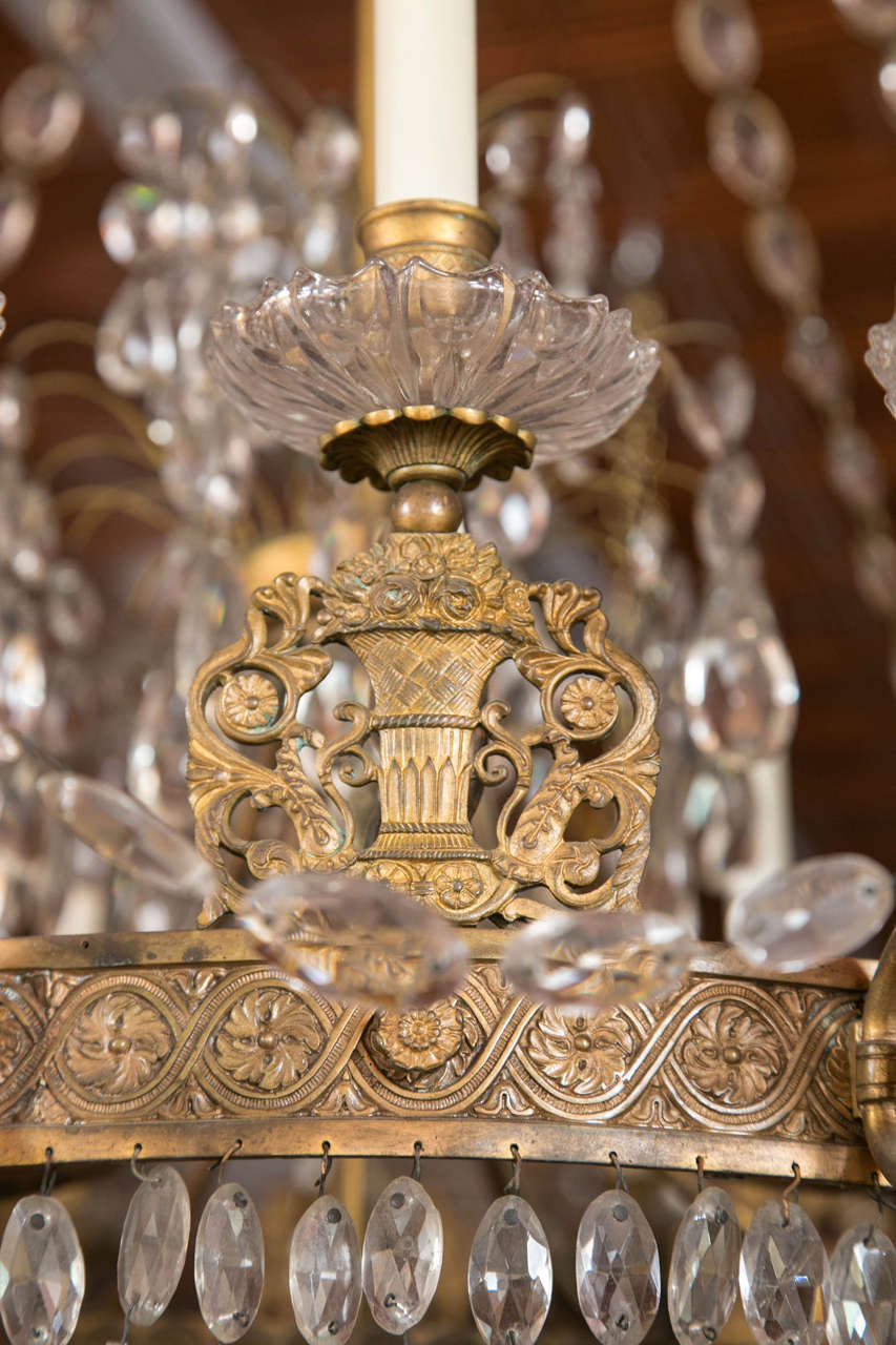 Gilt  Russian Empire Doré Bronze and Crystal Twenty-Four-Light Chandelier For Sale