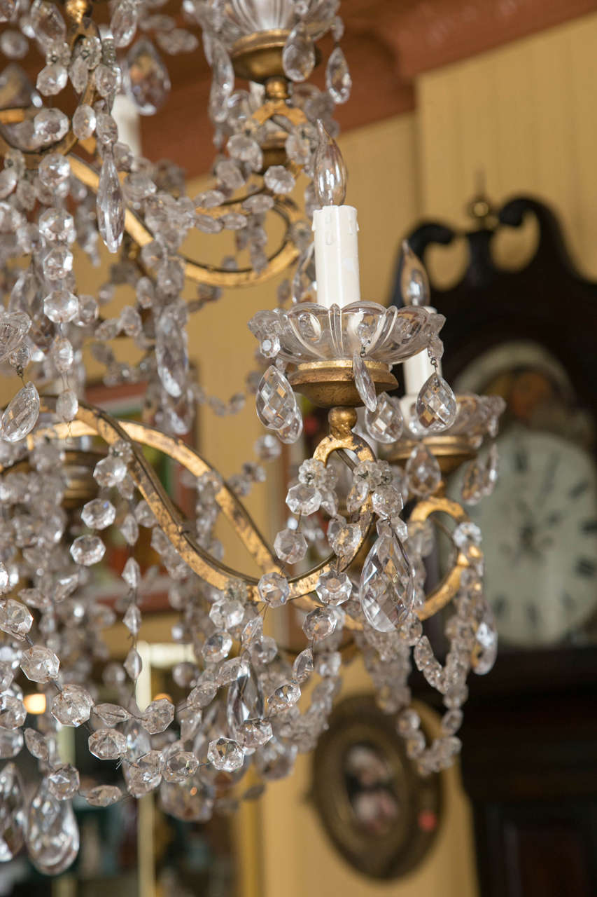 Italian Gilt Metal and Crystal Twenty-Light, Two-Tier Chandelier For Sale 2