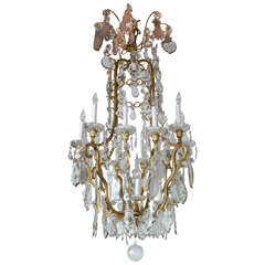 Louis XVI Style Bronze and Crystal Birdcage Chandelier