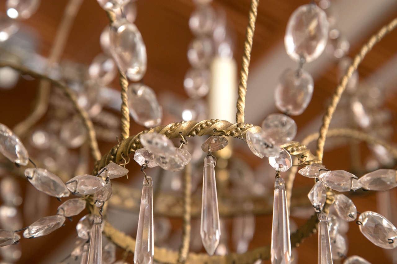 Baltic Neoclassical Bronze and Crystal Chandelier, circa 1800 In Good Condition In Bridgeport, CT