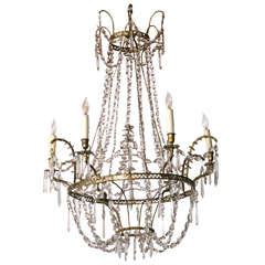 Baltic Neoclassical Bronze and Crystal Chandelier, circa 1800