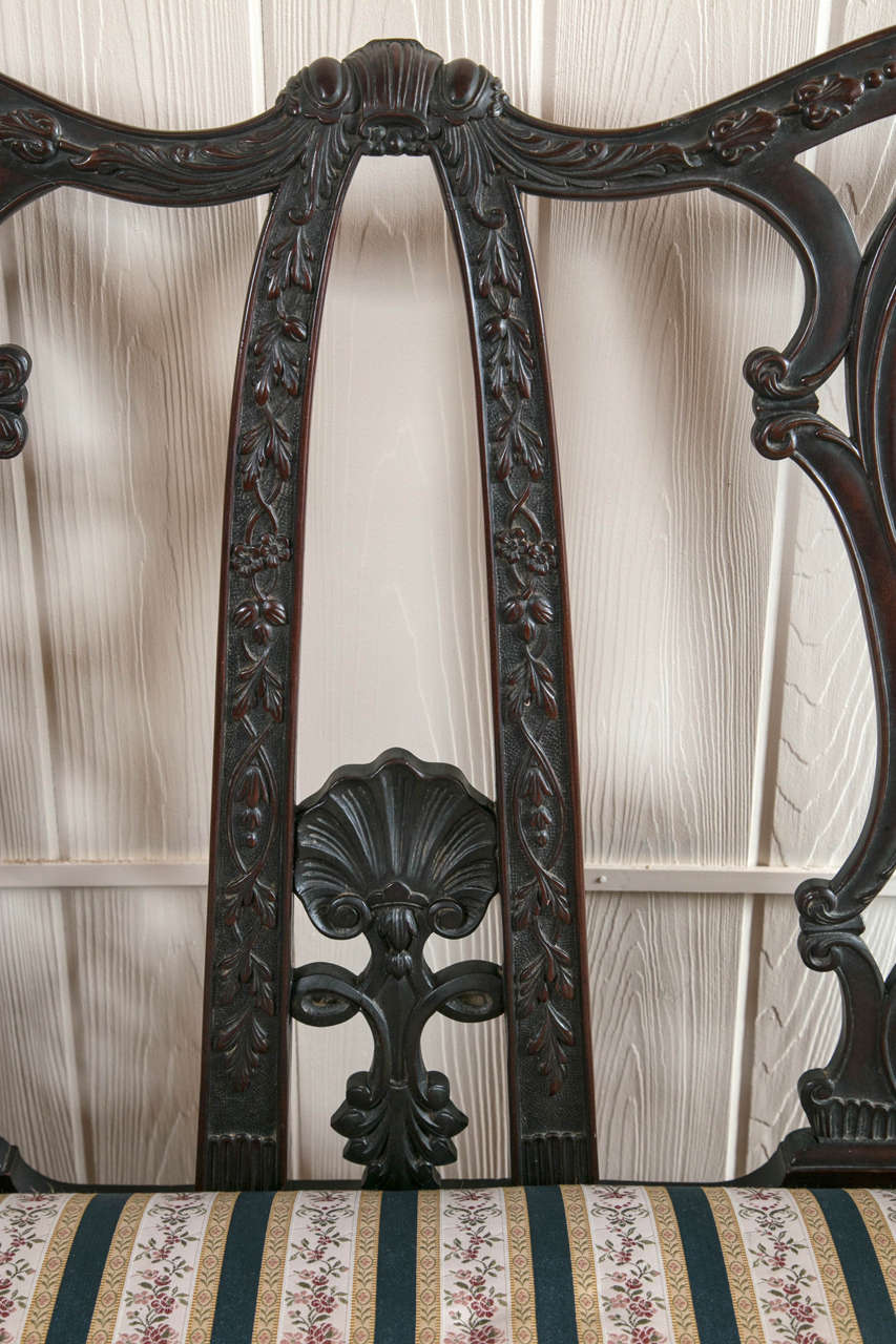 19th Cent.Chippendale Style Carved Mahogany Settee 2