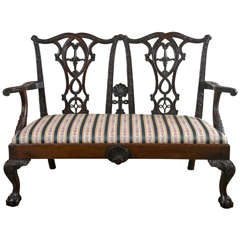 Antique 19th Cent.Chippendale Style Carved Mahogany Settee