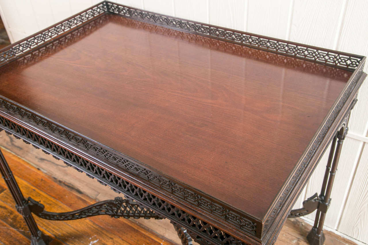 Fine 19th Century Chippendale Style Pierced Mahogany Silver Table In Good Condition In Bridgeport, CT