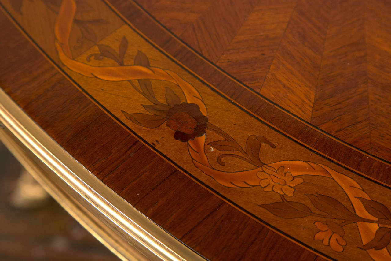 French Louis XV Style Bronze Mounted Marquetry Low Table