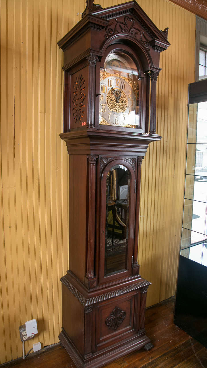 19th Century Carved Mahogany Grandfather Clock Tiffany & Co.