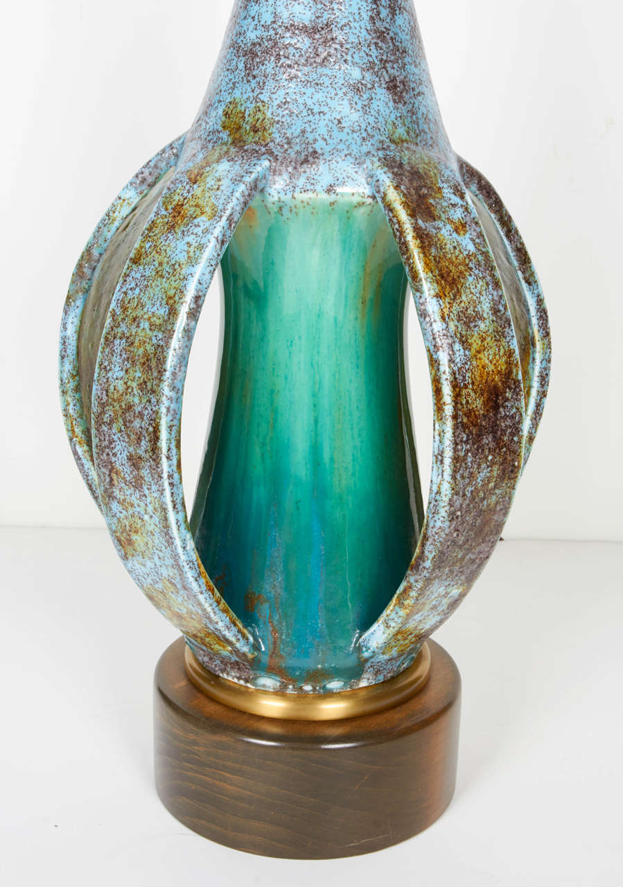 Danish Mid-Century Modern Pottery Lamp with Sculptural Form In Excellent Condition In Fort Lauderdale, FL