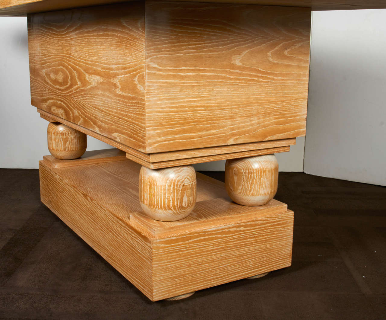 Contemporary Mid-Century Modern Limed Oak Console Table in the Style of Paul Dupré-Lafon