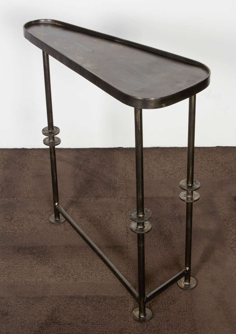 20th Century Industrial Nesting Tables and Side Tables in Burnished Metal
