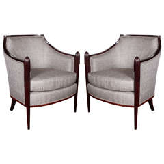 Vintage Pair of Exquisite Art Deco Occasional Chairs in Mahogany and Rosewood