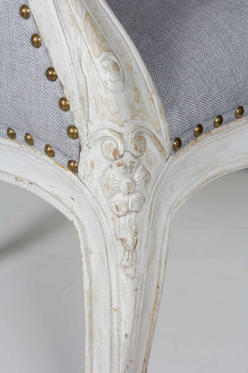 French Pair of Gustavian Style Canopy Chairs with Elegant Hooded Design