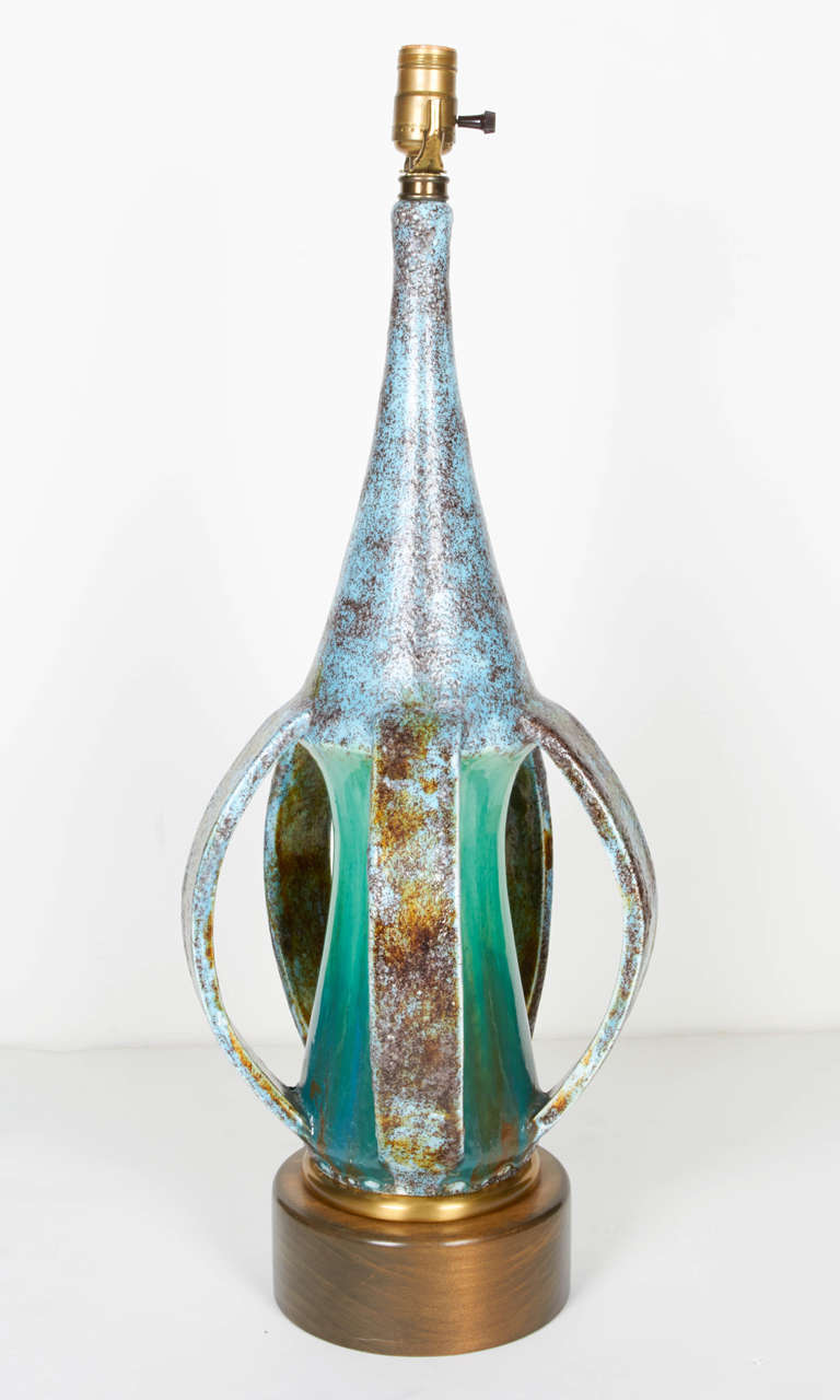 Danish MidCentury Modern Pottery Lamp with Sculptural Form at 1stDibs