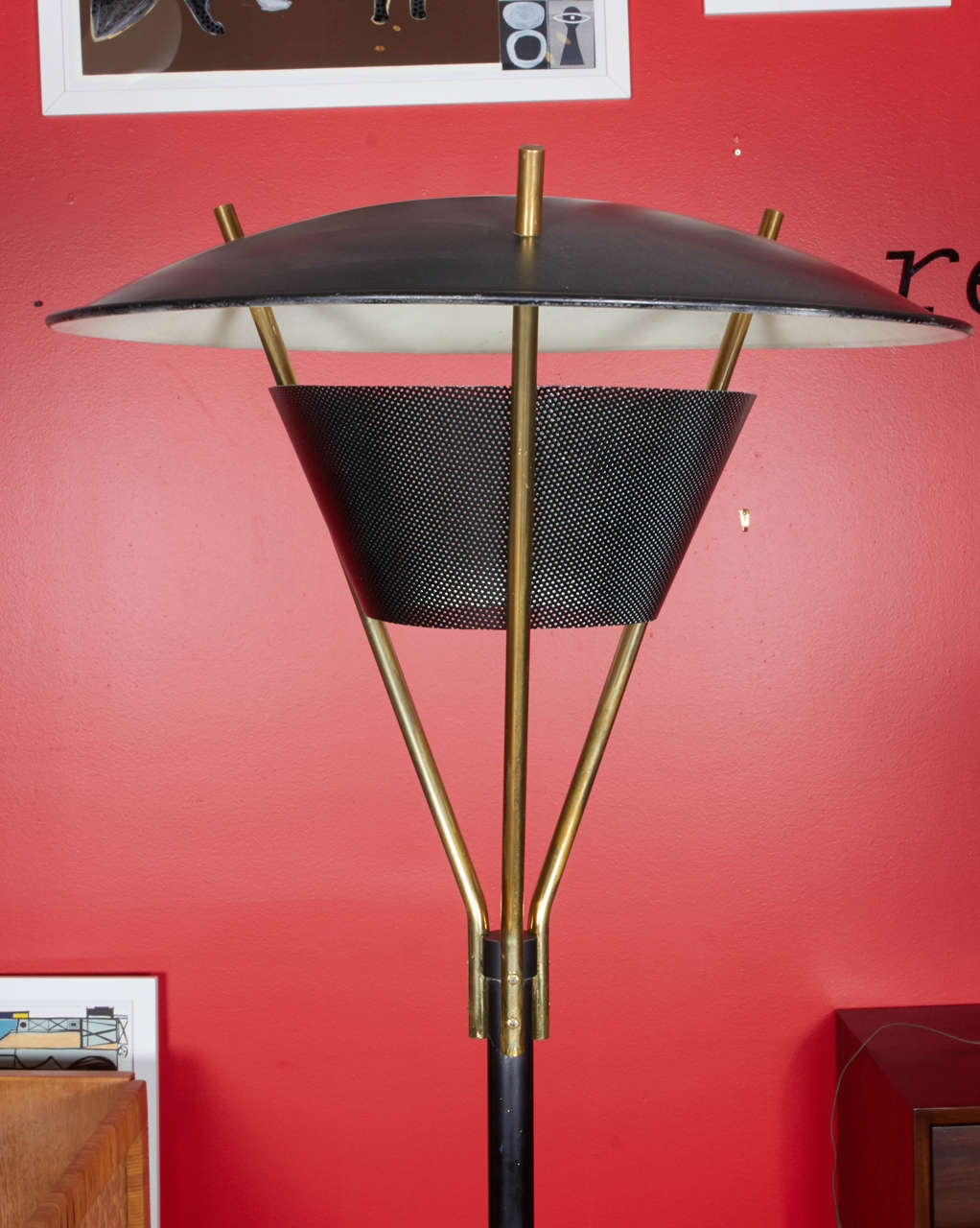 Brass Gerald Thurston Floor Lamp, Manufactured by Lightolier, 1950s