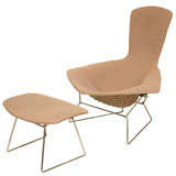 Iconic Harry Bertoia Chrome Bird Chair and Ottoman for Knoll
