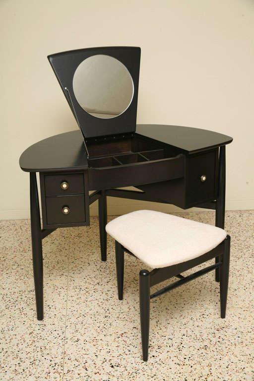 Chic Danish Ebonized Dressing Table