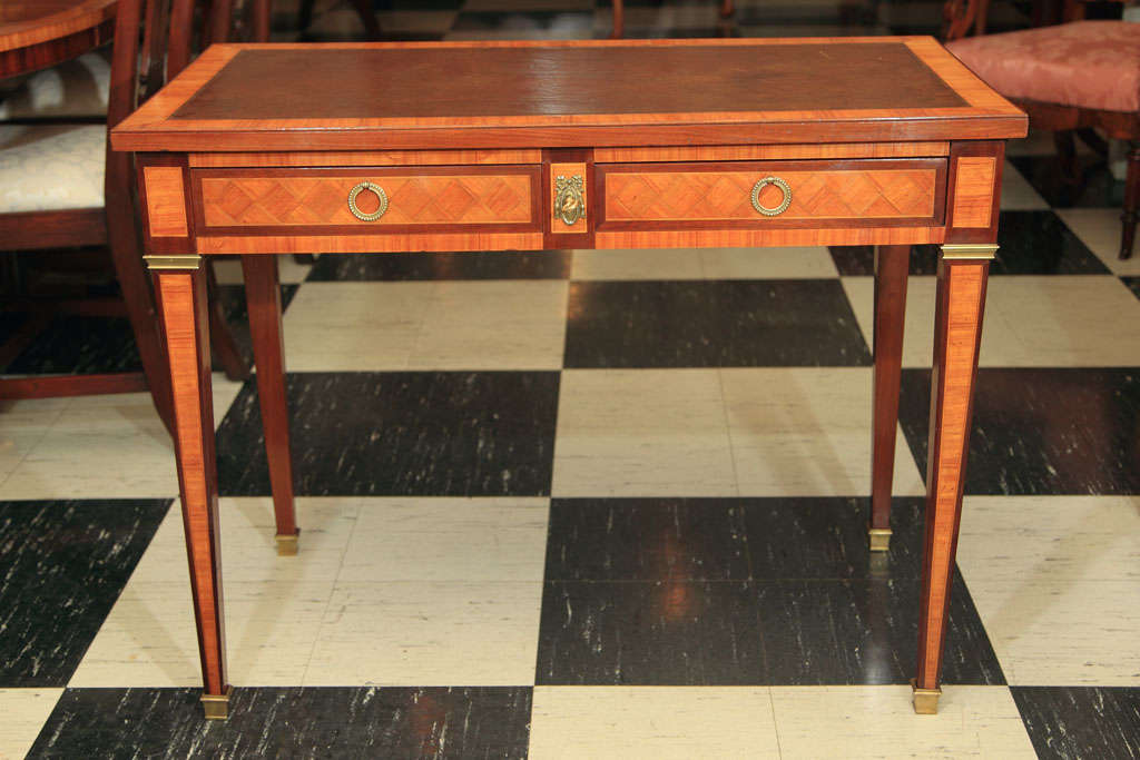 Oak Inlaid French Bureau Plat / Writing Table