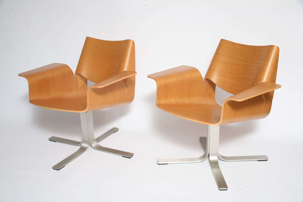 American Bent Plywood Swivel Lounge Chairs