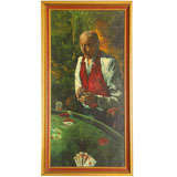 Vintage The  Poker  Player  Oil  Painting  by  Scott  Duncan