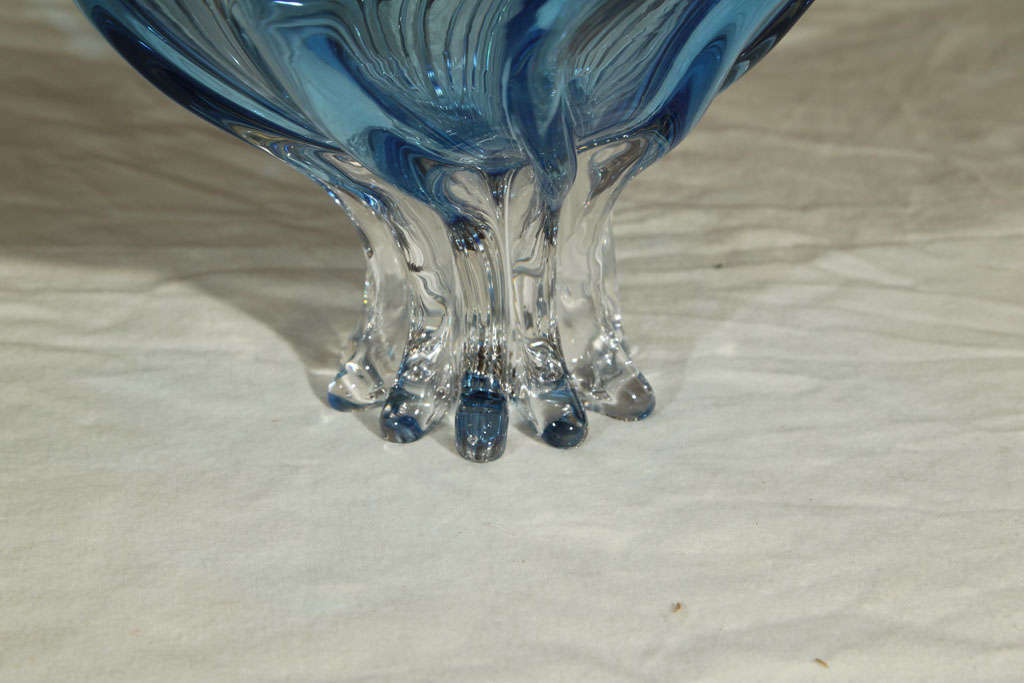 Late 20th Century Murano  Crystal  Footed  Bowl