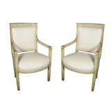Pair Painted Consulate Armchairs