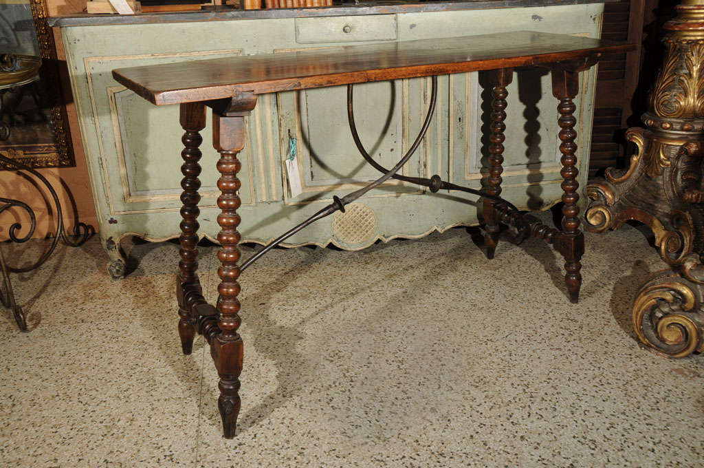 18th Century Spanish Iron Strap Console Table