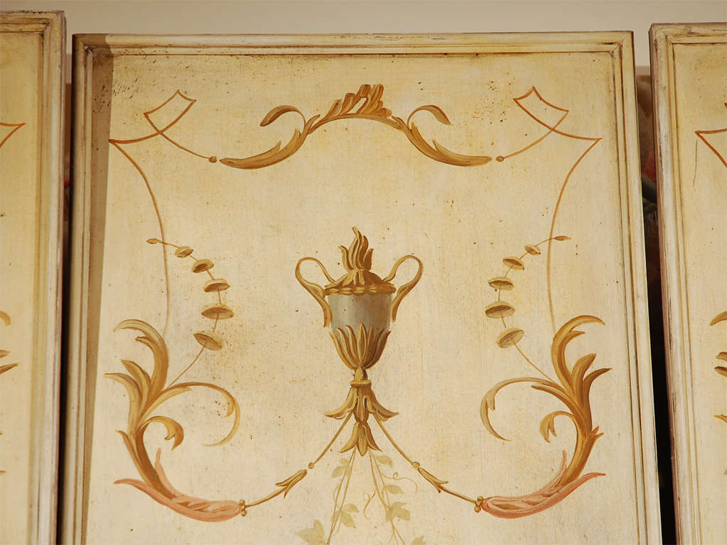 20th Century Four Hand Painted Screens in Florentine Style