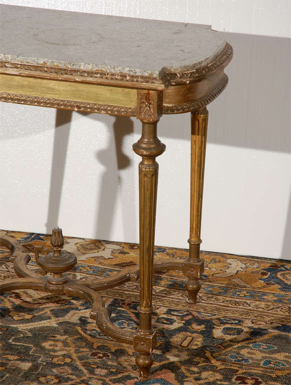 19th Century Antique French  Gilt Table with Marble top