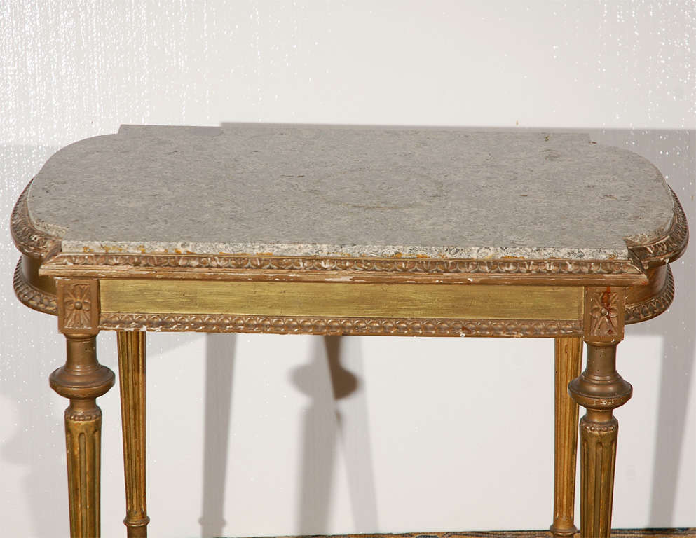 Antique French  Gilt Table with Marble top 1