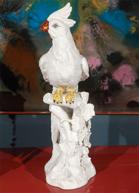 20th Century Pair of  Regency Italian Ceramic Cockatoos