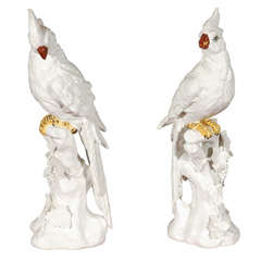 Pair of  Regency Italian Ceramic Cockatoos