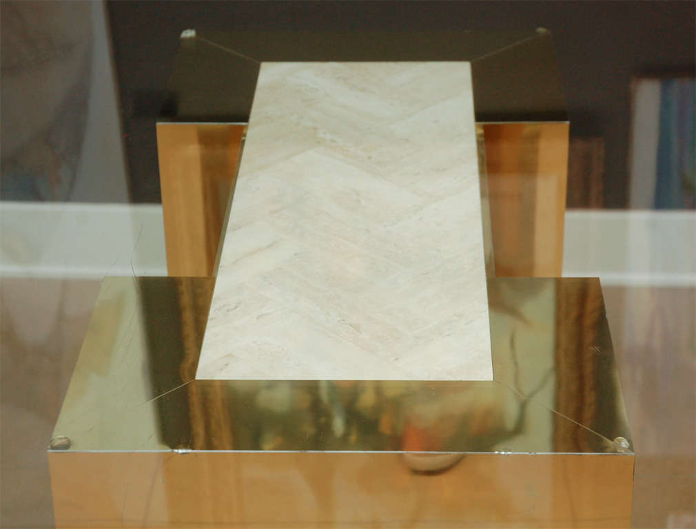 American Brass and Marble Table in the style of Milo Baughman