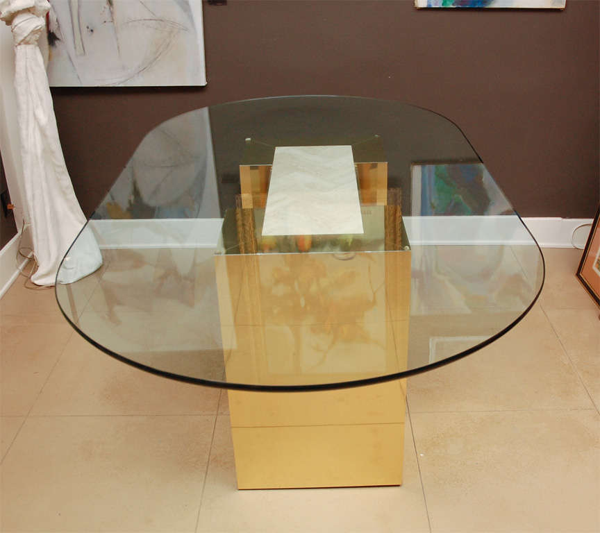 20th Century Brass and Marble Table in the style of Milo Baughman