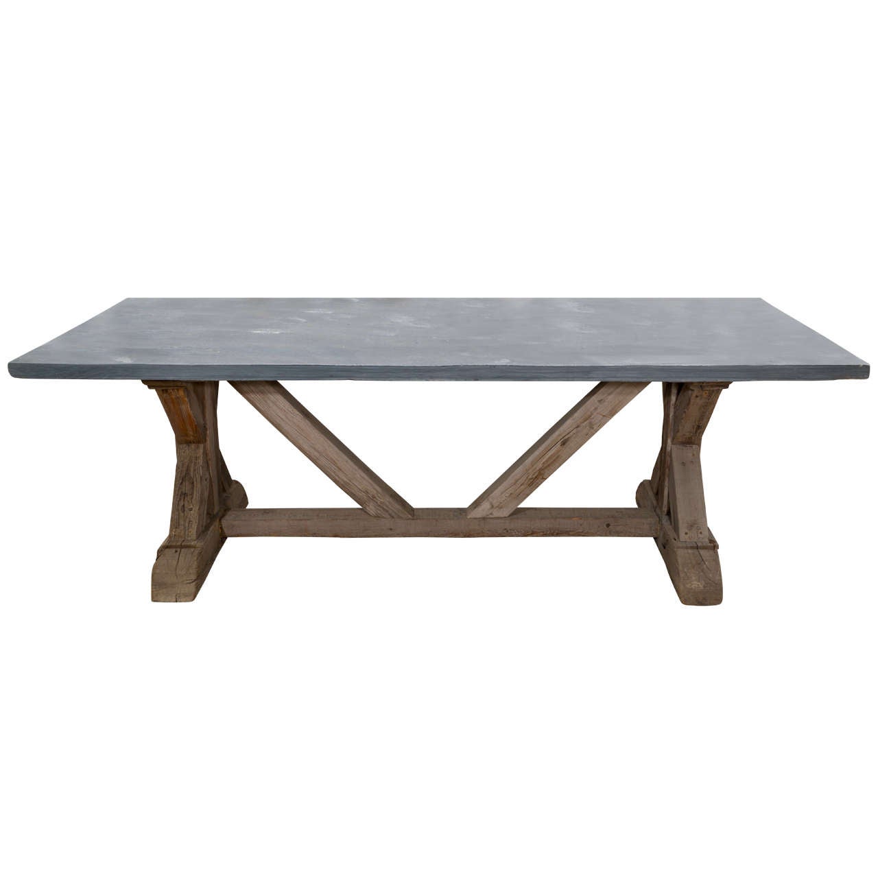 Blue Stone Top Dining Table Made From Reclaimed Pine