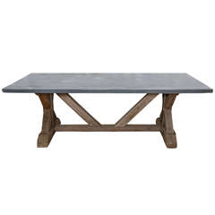 Blue Stone Top Dining Table Made From Reclaimed Pine